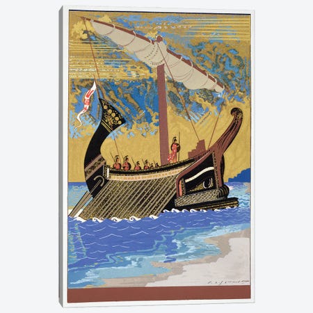 The Ship Of Odysseus (Illustration From Homer's The Odessy), 1930-33 Canvas Print #BMN11442} by Francois-Louis Schmied Canvas Wall Art