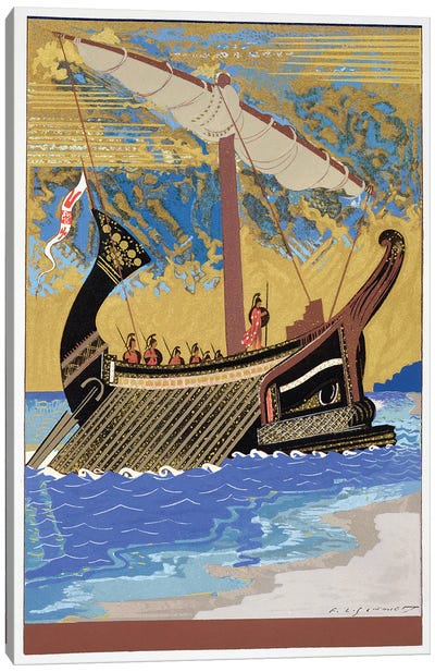 The Ship Of Odysseus (Illustration From Homer's The Odessy), 1930-33 Canvas Art Print - Warship Art