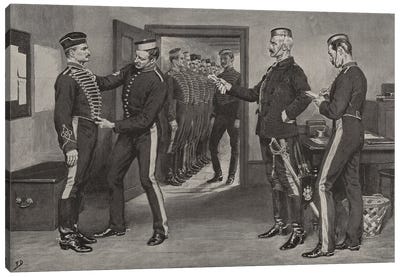 Fitting New Uniforms, A Scene At The Depot Of The Royal Horse Artillery (Illustration From The Graphic), April 25, 1896 Canvas Art Print