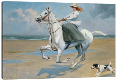 Riding On The Strand Canvas Art Print