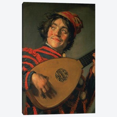 Portrait Of A Jester With A Lute Canvas Print #BMN11453} by Frans Hals the Elder Art Print
