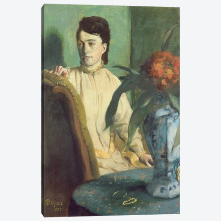 Woman with the Oriental Vase, 1872  Canvas Print #BMN1145} by Edgar Degas Canvas Artwork