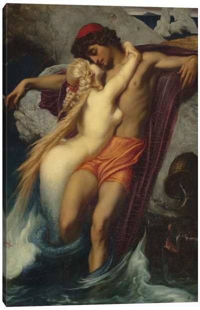 The Fisherman And The Syren (Inspired By Goethe), 1857 Canvas Art Print - Male Nudes