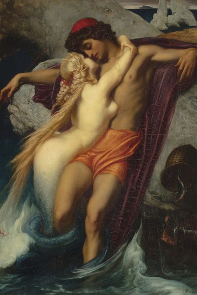 Mythical Creatures: The Fisherman And The Syren (Inspired By Goethe), 1857 by Frederic Leighton