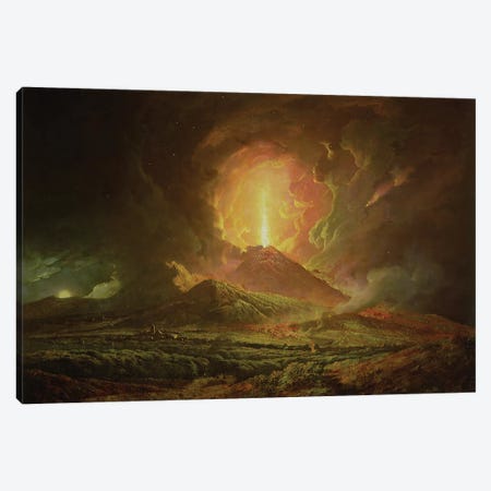 An Eruption of Vesuvius, seen from Portici, c.1774-6 Canvas Print #BMN1146} by Joseph Wright of Derby Canvas Wall Art