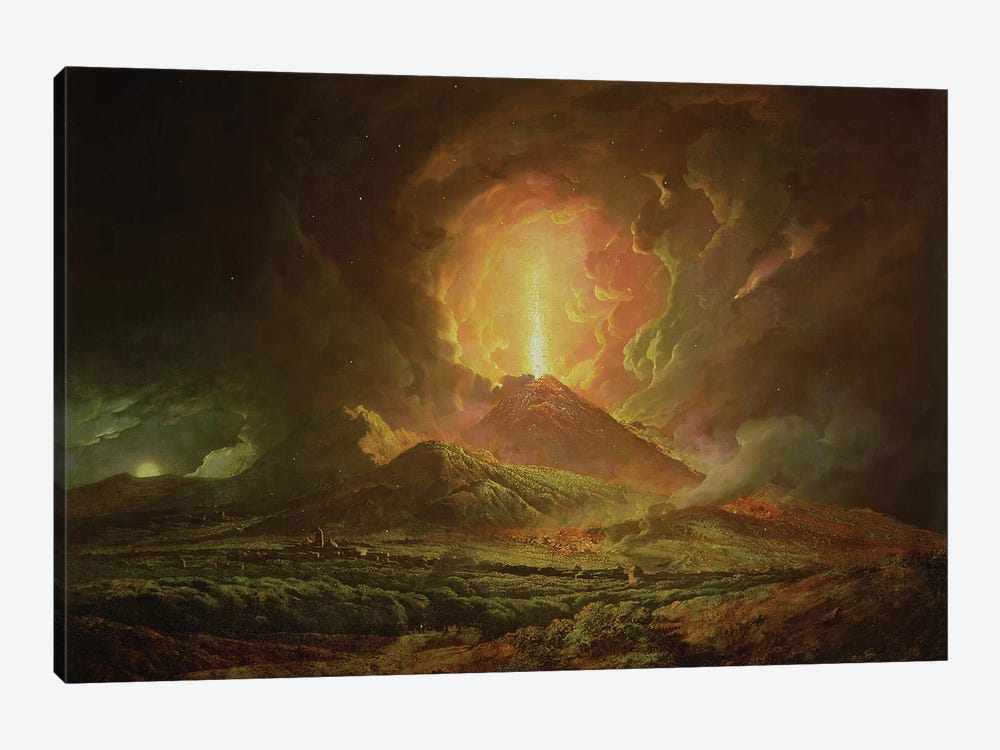 An Eruption of Vesuvius, seen from Portici, c.1774-6 by Joseph Wright of Derby 1-piece Canvas Art