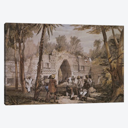 Gateway At Labnah, Yucatan, Mexico (Illustration From Views Of Ancient Monuments In Central America, Chiapas And Yucatan), 1844 Canvas Print #BMN11475} by Frederick Catherwood Canvas Wall Art