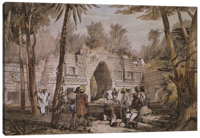 Gateway At Labnah, Yucatan, Mexico (Illustration From Views Of Ancient Monuments In Central America, Chiapas And Yucatan), 1844 Canvas Art Print