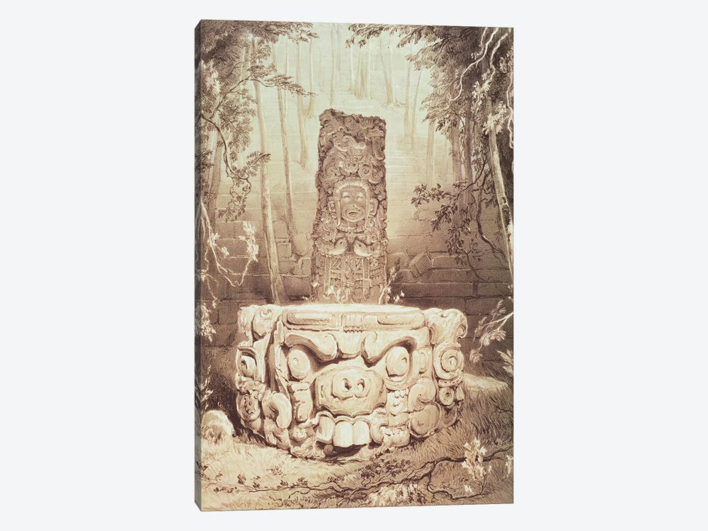 Idol And Altar, At Copan (Illustration From Views Of Ancient Monuments In Central America, Chiapas And Yucatan), 1844 by Frederick Catherwood 1-piece Canvas Art