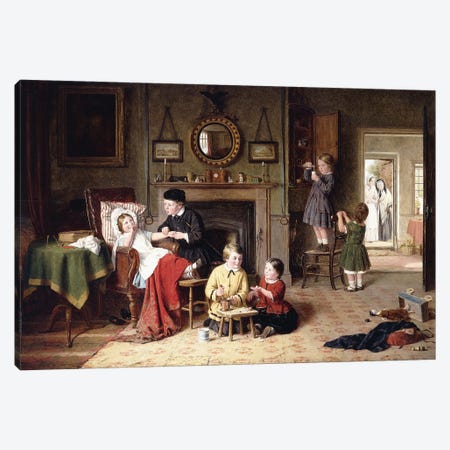 Playing Doctor, 1863 Canvas Print #BMN11480} by Frederick Daniel Hardy Canvas Art