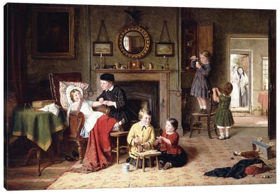 Playing Doctor, 1863 Canvas Art Print