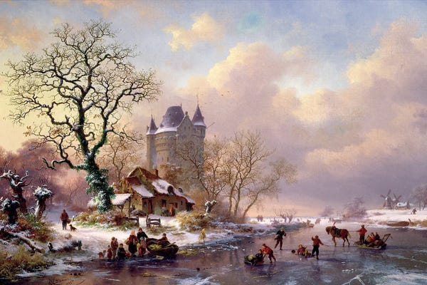 Castles & Palaces: Winter Landscape With A Castle by Frederick Marianus Kruseman