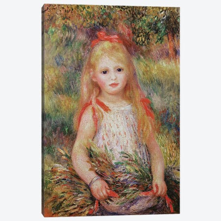 Little Girl Carrying Flowers, or The Little Gleaner, 1888  Canvas Print #BMN1149} by Pierre-Auguste Renoir Canvas Art Print