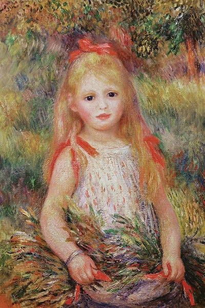 Impressionism: Little Girl Carrying Flowers, or The Little Gleaner, 1888  by Pierre-Auguste Renoir
