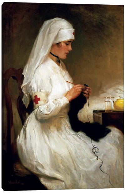Portrait Of A Nurse From The Red Cross Canvas Art Print - Nurses