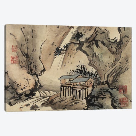 Two Houses, Finger Painting From An Album Of Ten Leaves, 1684 Canvas Print #BMN11511} by Gao Qipei Canvas Artwork