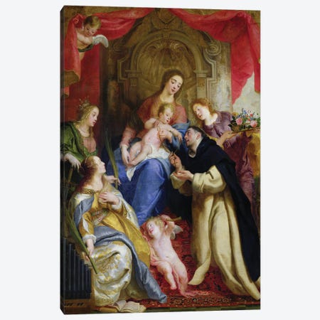 The Virgin Offering The Rosary To St. Dominic, 1641 Canvas Print #BMN11512} by Gaspar de Crayer Canvas Art