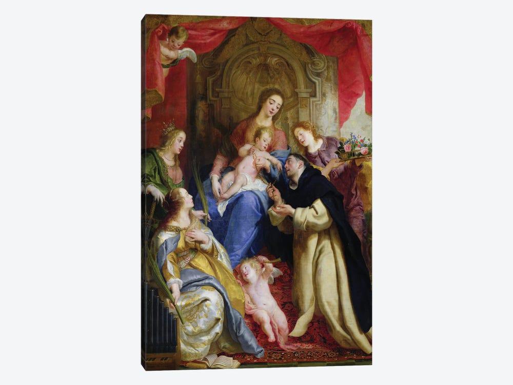 The Virgin Offering The Rosary To St. Dominic, 1641 by Gaspar de Crayer 1-piece Canvas Art Print