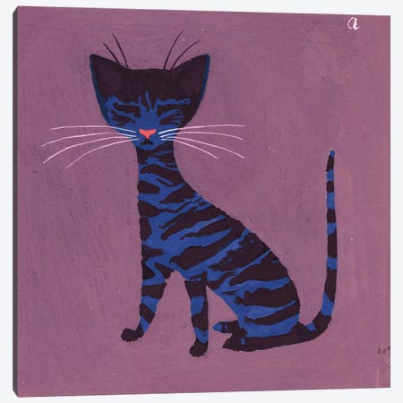The Blue Cat, c.1970-79 Canvas Print #BMN11518} by George Adamson Canvas Artwork
