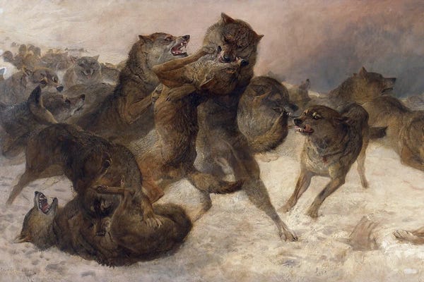 Wolves: The Struggle For Existence, 1879 by George Bouverie Goddard