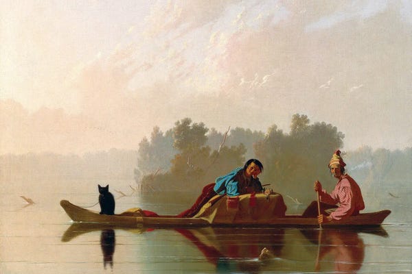 Canoes: Fur Traders Descending The Missouri, 1845 by George Caleb Bingham