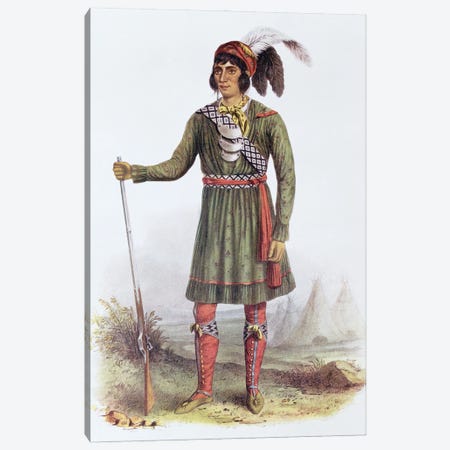 Osceola (Asseola), A Seminole Leader (From The Indian Tribes Of North America, Vol. II) Canvas Print #BMN11532} by George Catlin Canvas Artwork