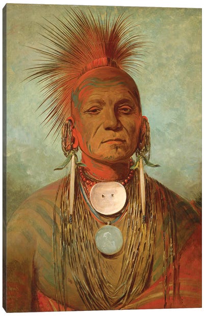 See-non-ty-a, An Iowa Medicine Man, c.1844-45 Canvas Art Print - Indigenous & Native American Culture