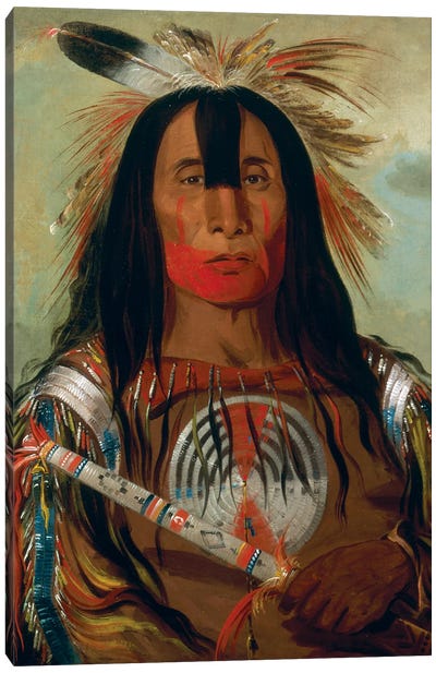 Stu-mick-o-súcks (Buffalo Bull’s Back Fat), Head Chief, Blood Tribe, 1832 Canvas Art Print - George Catlin