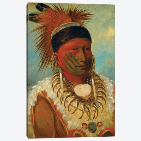 The White Cloud, Head Chief Of The Iowas, 1844-45 Canvas Print #BMN11537} by George Catlin Art Print