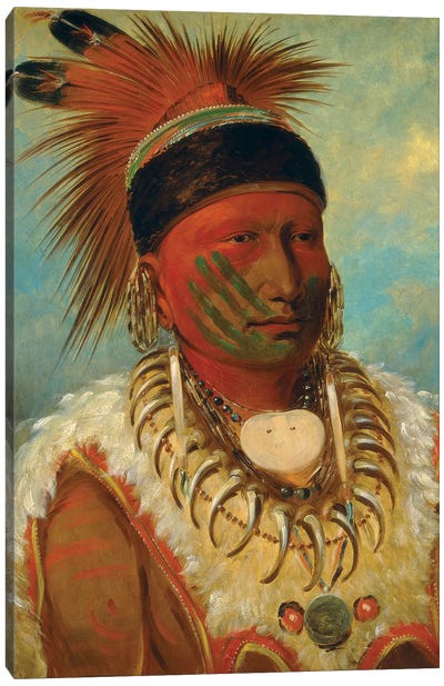 The White Cloud, Head Chief Of The Iowas, 1844-45 Canvas Art Print - Indigenous & Native American Culture