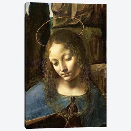 Detail of the Head of the Virgin, from The Virgin of the Rocks  Canvas Print #BMN1153} by Leonardo da Vinci Canvas Art