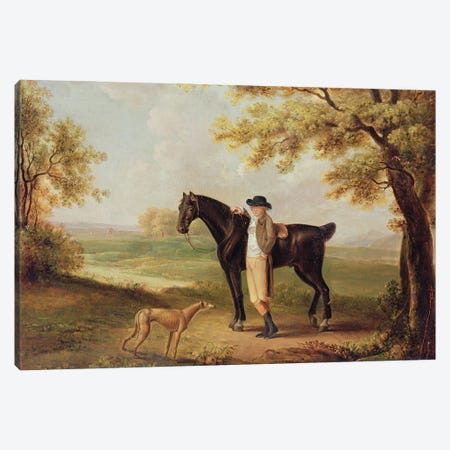 Horse, Rider And Whippet Canvas Print #BMN11540} by George Garrard Art Print