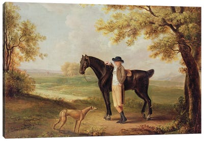Horse, Rider And Whippet Canvas Art Print