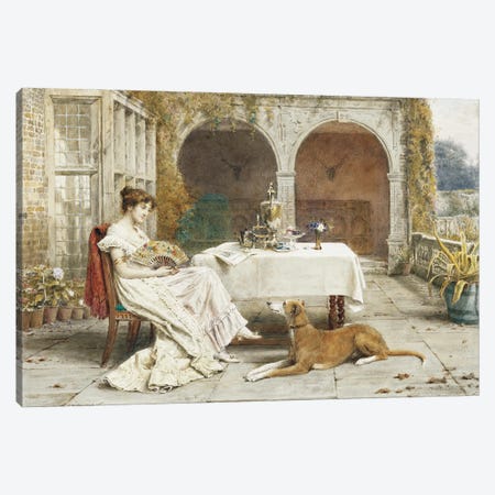 Faithful Friend At Tea Time Canvas Print #BMN11542} by George Goodwin Kilburne Canvas Print