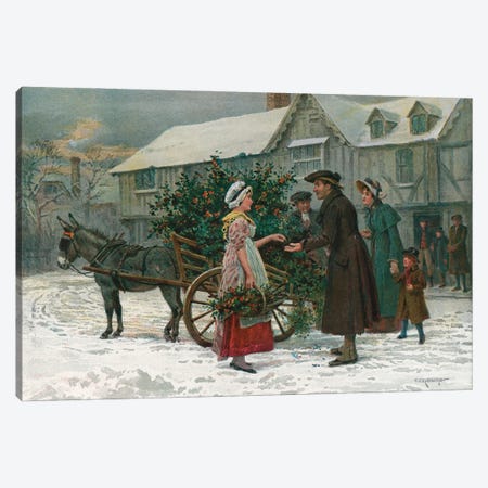The Holly Cart (Illustration From Pears' Annual, Christmas 1896) Canvas Print #BMN11544} by George Goodwin Kilburne Canvas Artwork