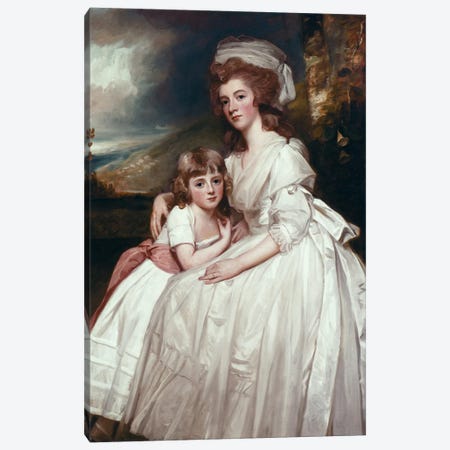 Portrait Of Mrs. Richard Pryce Corbet And Her Daughter, 1783 Canvas Print #BMN11550} by George Romney Canvas Artwork