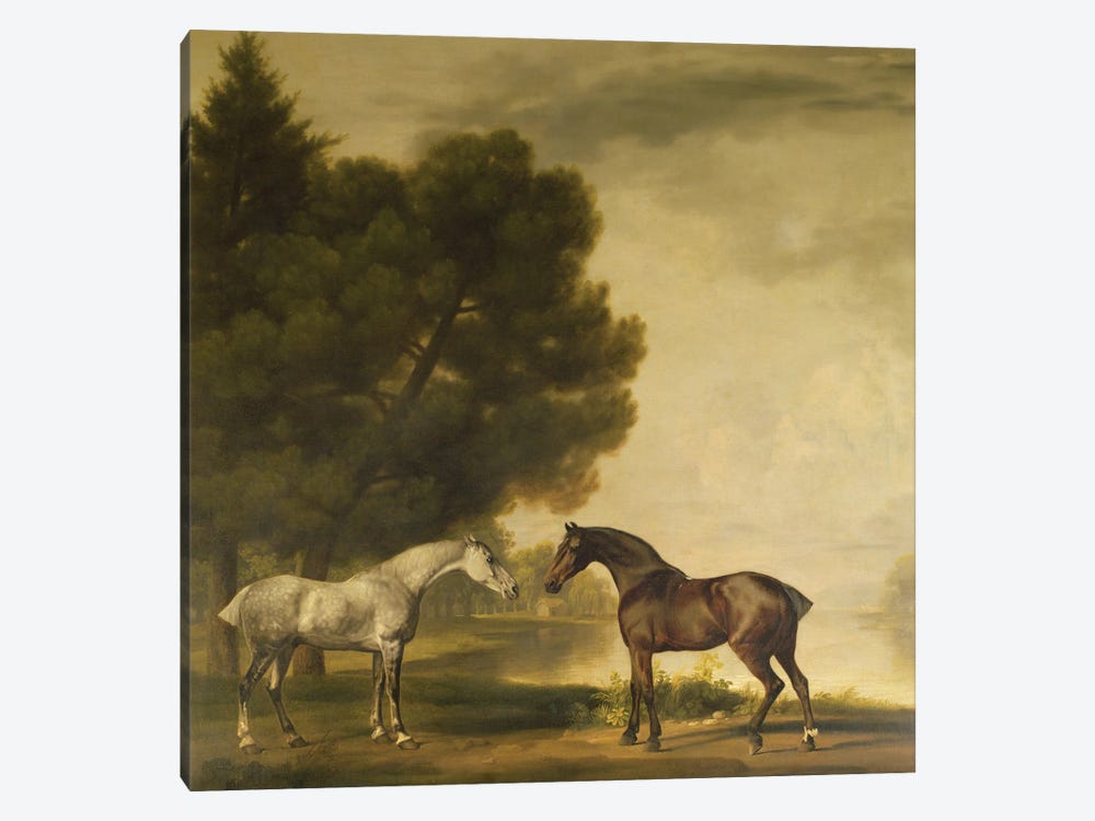 A Grey And A Bay In A Landscape by George Stubbs 1-piece Canvas Artwork