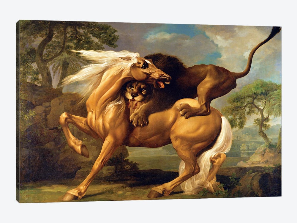 A Lion Attacking A Horse, c.1762 by George Stubbs 1-piece Canvas Art