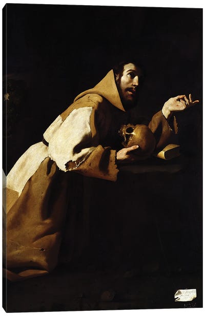St. Francis in Meditation, 1639 Canvas Art Print
