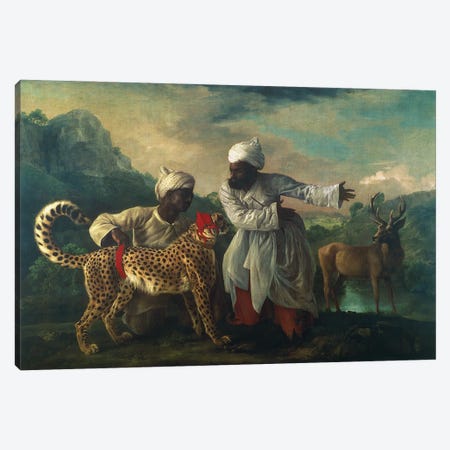 Cheetah And Stag With Two Indians, c.1765 Canvas Print #BMN11560} by George Stubbs Art Print