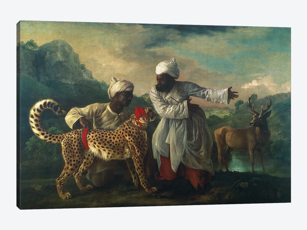 Cheetah And Stag With Two Indians, c.1765 by George Stubbs 1-piece Canvas Wall Art