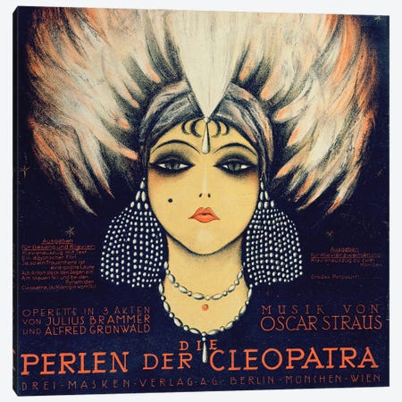 Cover For The Vocal Score Of Die Perlen Der Cleopatra By Oscar Straus, 1923 Canvas Print #BMN11587} by German School Canvas Artwork