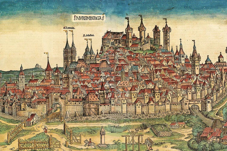 View Of Nuremberg, (Two-Page Illustration From The Nuremberg Chronicle), 1493