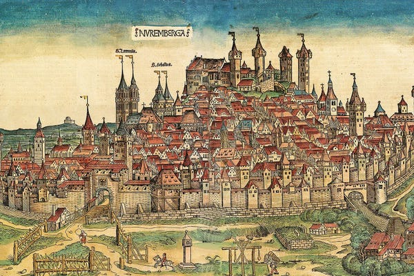 Illustrations: View Of Nuremberg, (Two-Page Illustration From The Nuremberg Chronicle), 1493 by German School