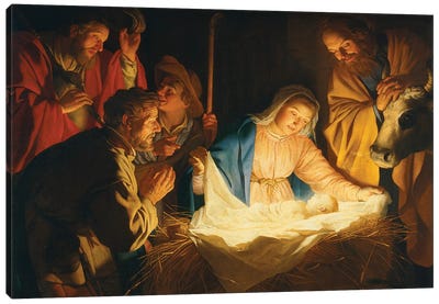 The Adoration Of The Shepherds, 1622 Canvas Art Print - Religious Christmas Art