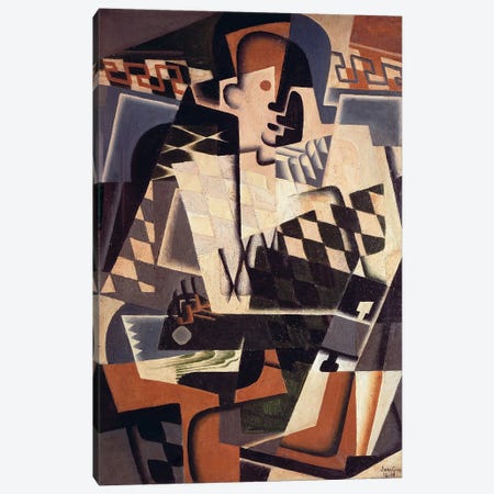 Harlequin with a Guitar, 1917 (oil on canvas) Canvas Print #BMN115} by Juan Gris Art Print