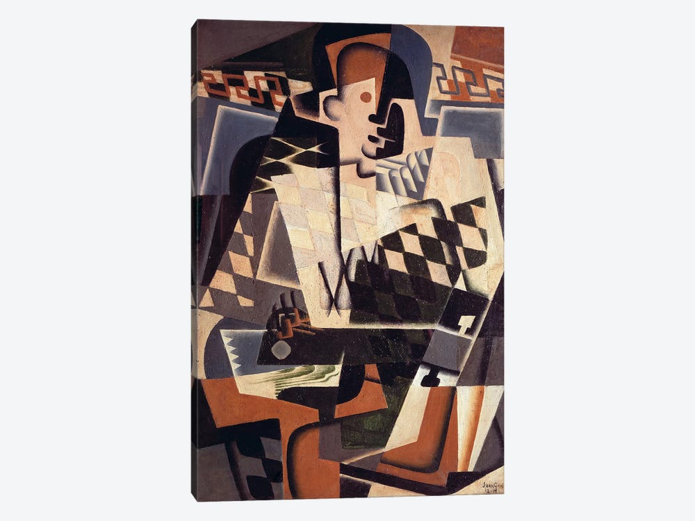 Harlequin with a Guitar, 1917 (oil on canvas) by Juan Gris 1-piece Canvas Wall Art