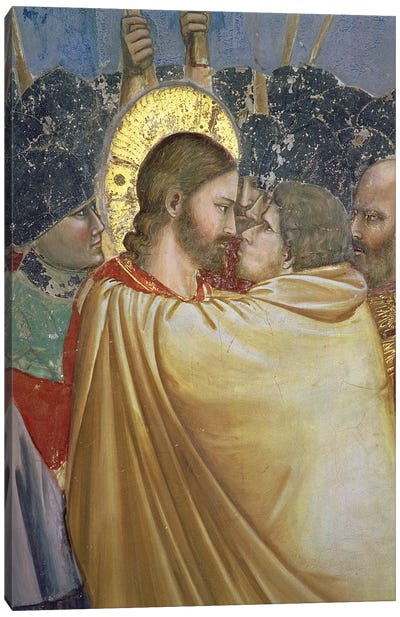 Detail Of The Kiss, The Arrest Of Christ (The Kiss Of Judas), c.1304-06 Canvas Art Print