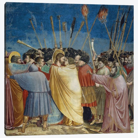 In Zoom, The Arrest Of Christ (The Kiss Of Judas), c.1304-06 Canvas Print #BMN11610} by Giotto Canvas Print