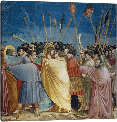 In Zoom, The Arrest Of Christ (The Kiss Of Judas), c.1304-06 Canvas Art Print